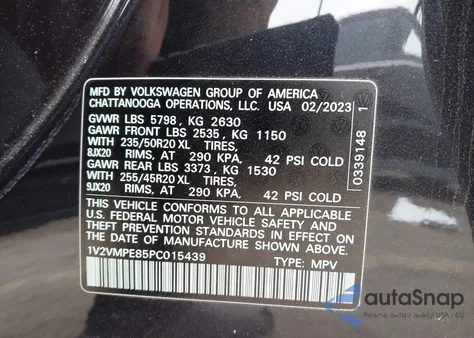 2023 Volkswagen Id.4 Pro/Pro S из США, поврежденный, VIN 1V2VMPE85PC015439